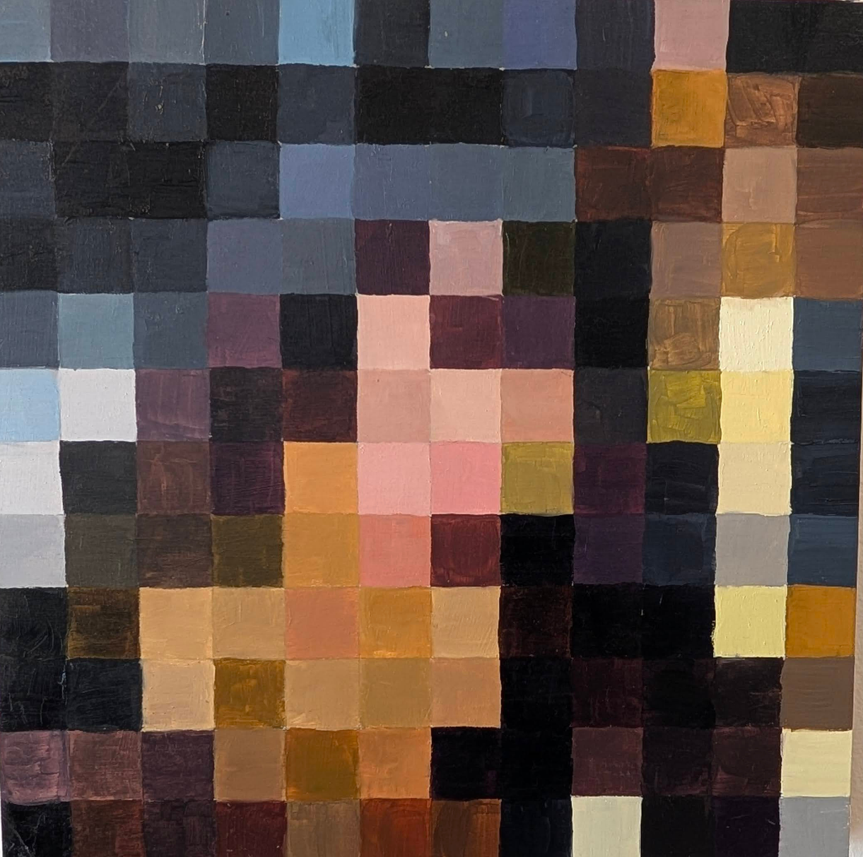 Analysing murder. 2026. Oil, wood panel, 12 x 12 inch.