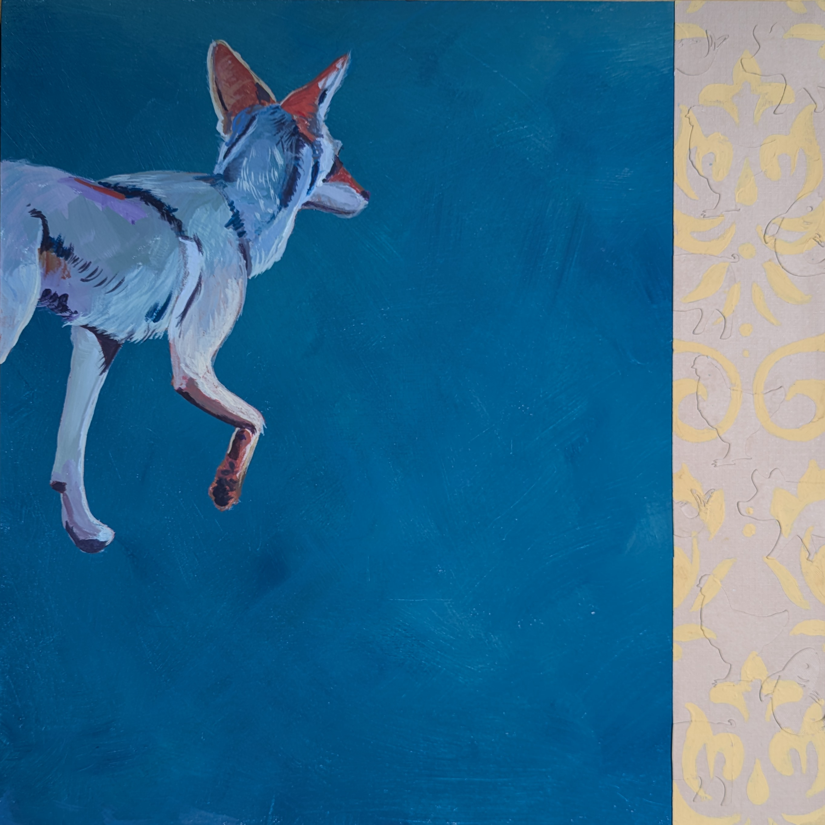 Presidio. Acrylic gouache, card stock, wood panel, 12 x 12 inch, 2025